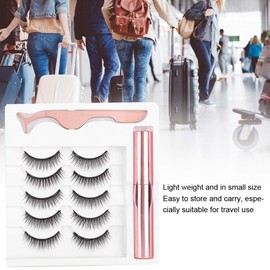 Magnetic Eyeliner and Eyelash Kit, 5 Pairs of False Eyelashes with Natural Look, No Glue Required, Daily Eyelash Extension Set