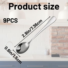 Small Spoons, Teaspoons, 8-Piece Mini Spoon Set for Spices, Tiny Scoops for Powder, Salt, Pepper, Sugar, Coffee, Mini Size 7.5 cm (8 Spoons Silver and Storage Box)