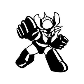 Shogun Warrior Chibi Mazinger Z SD Cartoon Stickers Symbol 5.5" Decorative DIE Cut Decal for Cars Tablets LAPTOPS Skateboard - Black Color