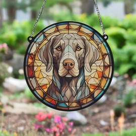 Image Industry Weimaraner Stained Glass Effect Suncatcher - Garden Gift - Dog Gift - Pet Memorial (19cm)