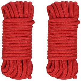 2 Roll 10m/33ft 8mm Thick Rope Multipurpose Soft Cotton Rope Braided Cord Twine for Camping Garden Home Use (Red)
