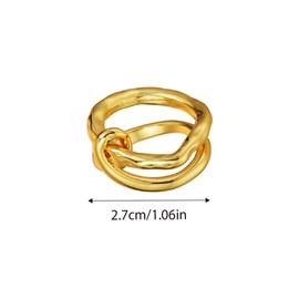 AIMALL European and American Niche Brass Gold Plated Cold Wind Thick Line Twist Knot Finger Ring, 1.06 Inch