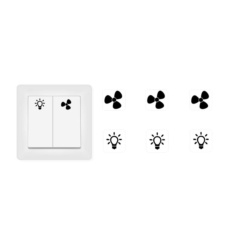 Switch Sticker Set 3 x Fan and 3 x Light