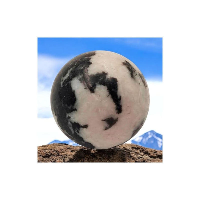 Pandiui23 Natural Polished Zebra Ball, Polished Crystal with Energy Properties,
