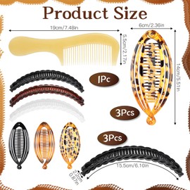 6 Stück Banana Clip, Bananenspange Haare mit 1 Kamm, 2 Stile Bananenhaarspangen, Banana Clip Dickes Haar, Haarbananenspange für Damen und Mädchen