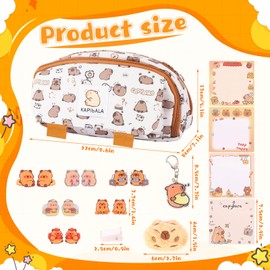 Jokureao Cute Capybara Pencil Case Capybara Stationery Set, Multi-Layer Organizer Durable Capybaras Bag School Supplies for Kids, Students, Office, Travel, Makeup, Gifts