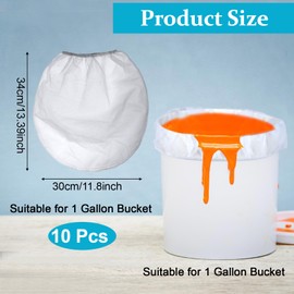 1 Gallon Paint Strainer Bags, Paint & Liquid Filter Bags White Fine Mesh Bucket Strainer with Elastic Top Opening Paint Filtering Bag for Paint Gardening Hydroponics