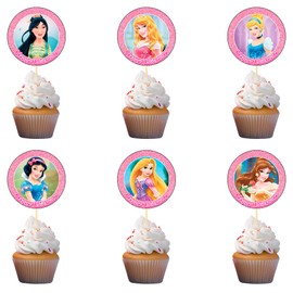18x Princess Cupcake Toppers – Strong Picks Happy Birthday Décor, Cupcake Decorations for Kids Birthdays