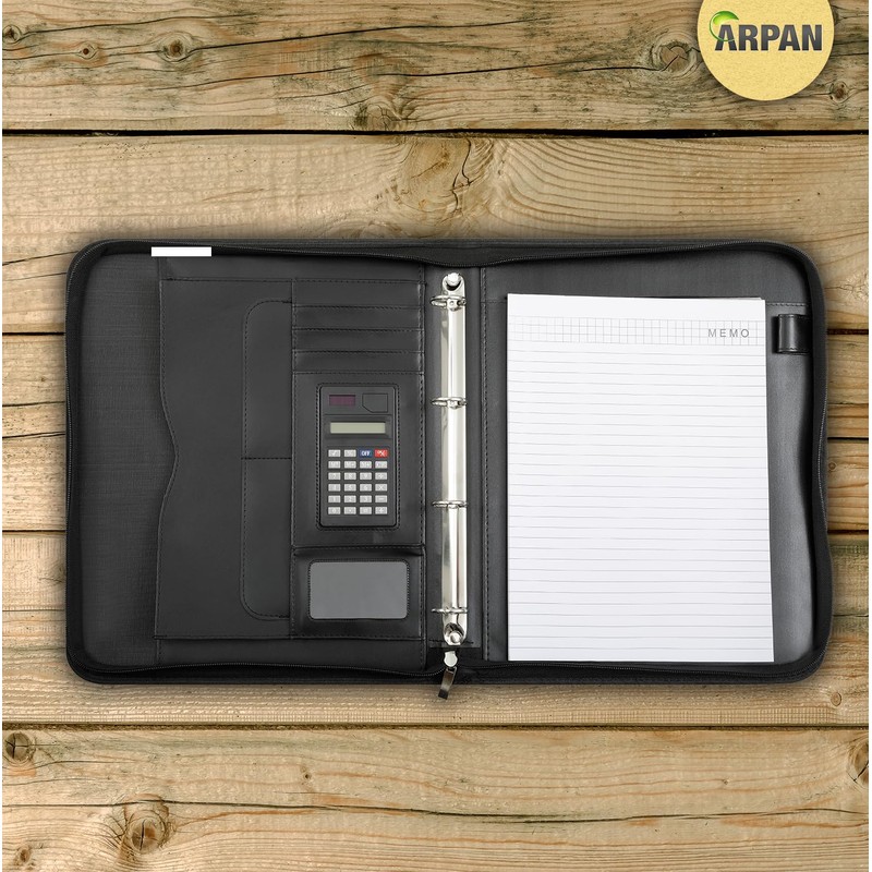 Arpan A4 Conference Folder with Handle Ringbinder Folio with Zipper