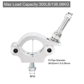 sourcing map Light Truss Clamps, Aluminum Alloy Stage Lighting Pipe O Clamp for 1.5-2.05inch OD Tube Max Load 300lb Single Buckle, 1Pcs