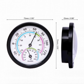 LayscoPro Mini Indoor Thermometer Hygrometer Analog 2 in 1 Temperature Humidity Monitor Gauge for Home, Room, Outdoor, Offices, Display Mechanical Diameter 75mm-2 Pack (No Battery Needed)-Black