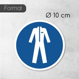 Sticker Use Protective Clothing Diameter 10 cm ISO 7010 M010 Mandatory Sign Hin_742