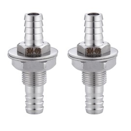 5/16" Hose Barb Thru-Bulk Bulkhead Fitting,304 Stainless Steel Straight Hex Union Fitting for Water Fuel Air，lead-free (Pack of 2)