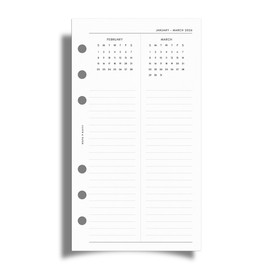 Cloth & Paper 2026 Year Overview Planner Inserts | Personal Size 3.75 x 6.75 Inches | 6 Ring Punched Refills | Monthly + Quarterly Planning | Goals, Notes, Mini Calendars | Thick Heavyweight Paper