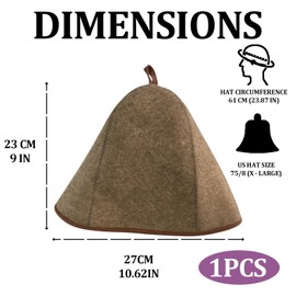 Sauna Hat Made of 100% Wool Felt, Sauna Hat for Men and Women, Sauna Hat with Universal Size, Ideal for Wellness and Travel, Protects Head and Hair