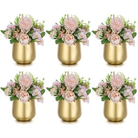 NUPTIO Small Gold Vases for Centerpieces: 6 Pcs 3.94 inch Flower Trumpet Vase Vintage Compote Vase Metal Urn Planter Plant Pots Flowers Bowls Pedestal for Wedding Party Table Centerpiece Decorations