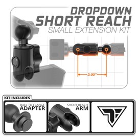 Tackform DURALOCK 20mm Ball and Socket Arm 2” Extension/Dropdown Kit - Short Reach | 6061-T6 CNC Billet Aluminum | NOT Compatible with 1" / B Sized Systems | Orange Knob