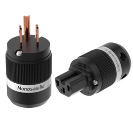 Monosaudio HiFi Power Plug Pure Copper 15A/125V 10A/250V IEC C13/C15 Power Connector Hi-end Audio Power Plug Audiophile Power Plug for DIY Audiophile Power Cord HiFi Audio AC Power Cable（M100/F100）