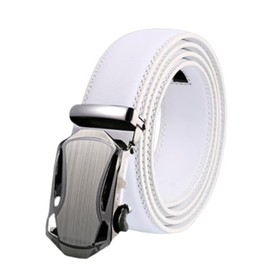 FleurUnefe Men's Women's Belt, Golf Belt, Stylish, White Belt, 47.2 inches (120 cm), Belt Cut, Adjustable Size, No Holes, Auto-lock, PU Leather, Stylish, Casual, Gentleman's Business, white
