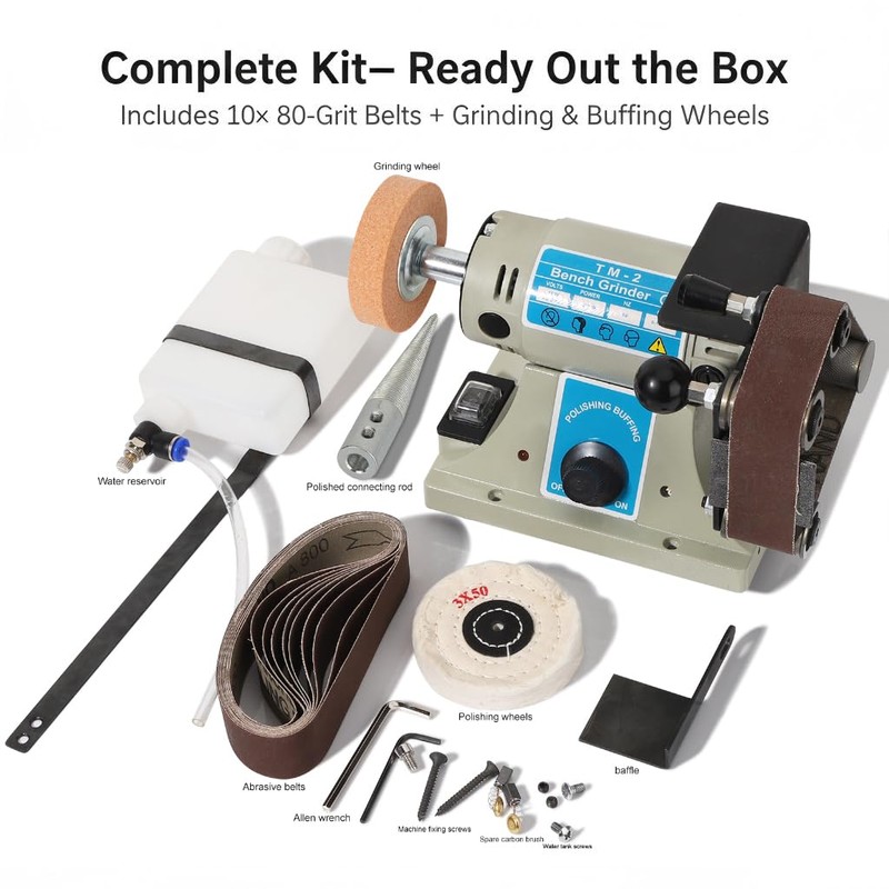 110V Wet Mini Belt Sander, 2.5A Variable Speed 0–10,000 RPM,