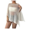RoseSeek Women's See Through Knit Poncho Shawl 3/4 Sleeve Split