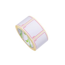 OliveBird 500 x Removable Labels On Roll, Size 50x50mm Square, White and Red Date Labels Use for Reusable Containers