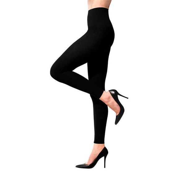 Terramed Advanced Graduated Compression Leggings Women | 20-30 mmHg Footless Microfiber Leggings Tights (Black, Large)