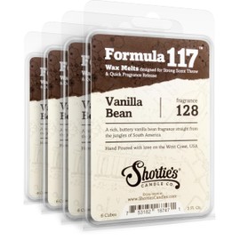 Shortie's Candle Company Vanilla Bean Wax Melts Bulk Pack - Formula 117-4 Highly Scented 3 Oz. Bars (12 Oz. Total) - Made with Natural Oils - Bakery & Food Air Freshener Cubes Collection