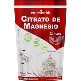 Natural Health Citrato de Magnesio en Polvo con Arándano Rojo | Suplemento Alimenticio Sabor Frutos Rojos de Alta Absorción | Bolsa con 150 g