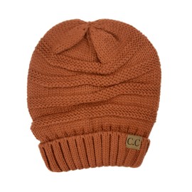 Plum Feathers Oversized Baggy Slouchy Thick Warm Winter Cable Knit Beanie Hat (Rust)