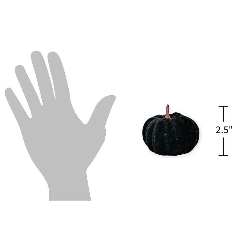 Small Decorative Velvet Pumpkins, Set of 6 (Black)