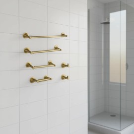 Wall Mount Brass Bathroom Towel Rack Set 6 Piece Modern Polished Finish Bath HardwareColor: as Pic Color