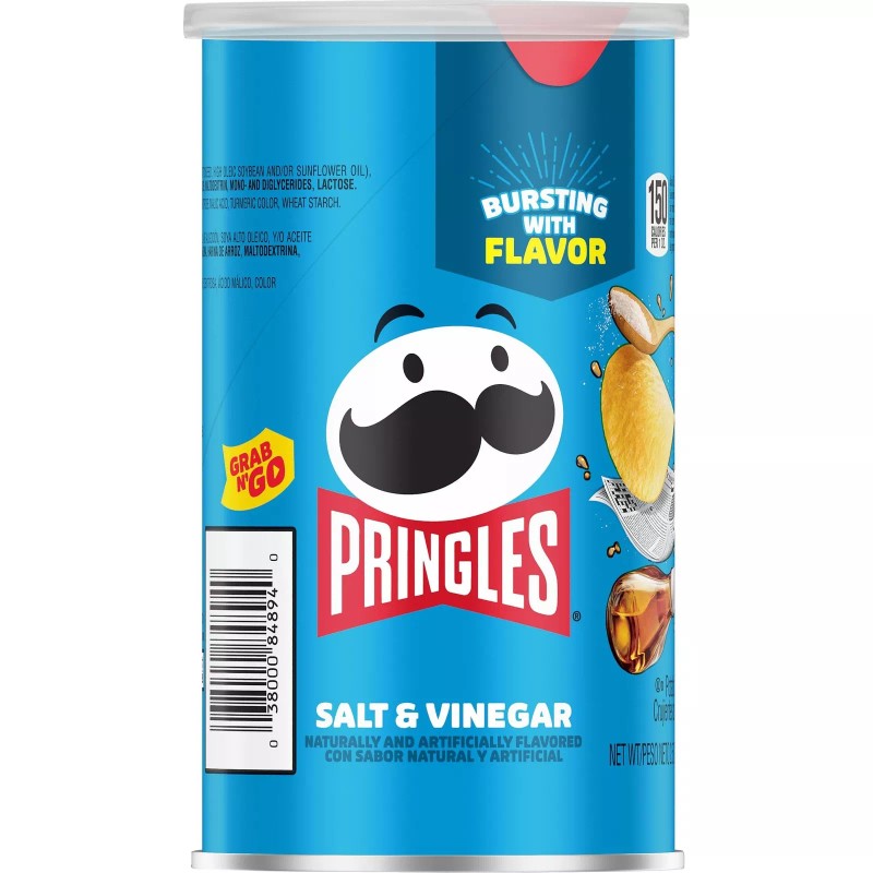 Pringles Salt and Vinegar Potato Crisps 2.5oz Pack of 12