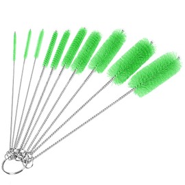 CiaraQ Bottle Cleaning Brushes, 8 Inch Nylon Tube Brush Set, Cleaner for Narrow Neck Bottles Cups with Hook, Set of 10pcs. Green