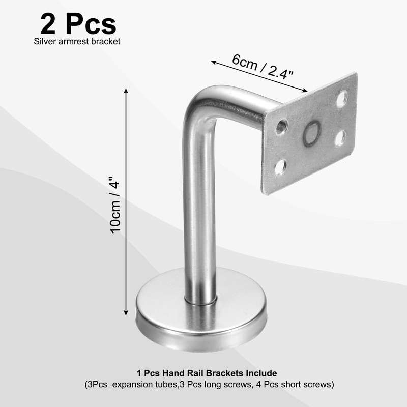 uxcell 2Pcs Stainless Steel Hand Rail Brackets, 4" Flat Handrail