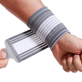 NeoTech Care Wrist Band - Adjustable Compression Strap - Elastic & Breathable Fabric - Support Sleeve for Tennis, Sports, Exercise - Men, Women, Right or Left (Gray Color, Size M, 1 Unit)