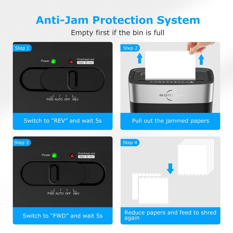 BONSEN Shredder for Home Office, 4 Gallons 8-Sheet Cross Cut