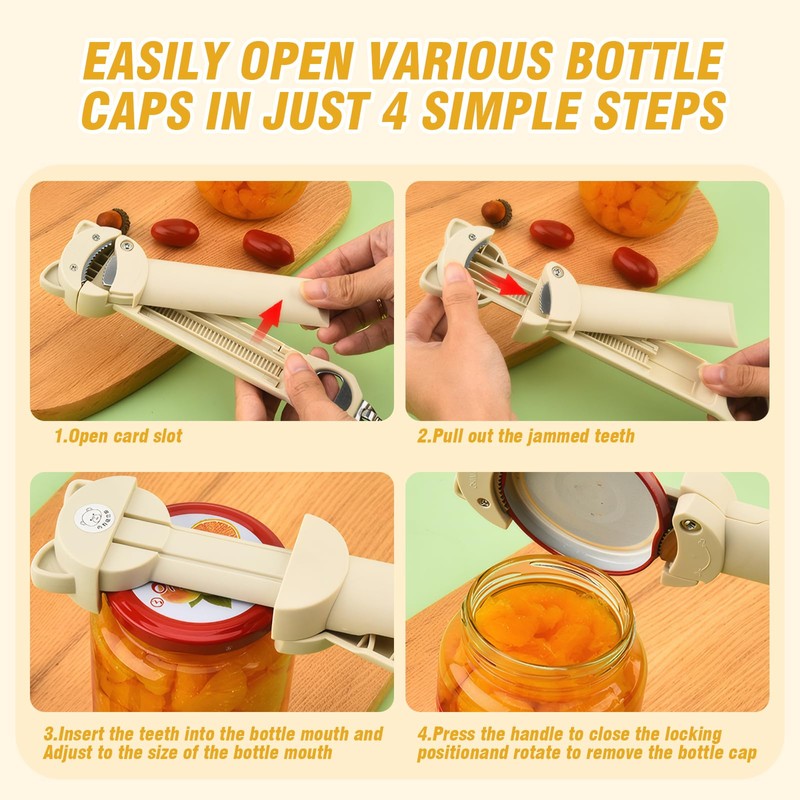 Multifunctional Magnetic Can Opener Jar Lid Opener Retractable Bottle Jar