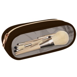 izuzta - Bolso pequeño de nailon con cierre para maquillaje, Marrón, Delgado