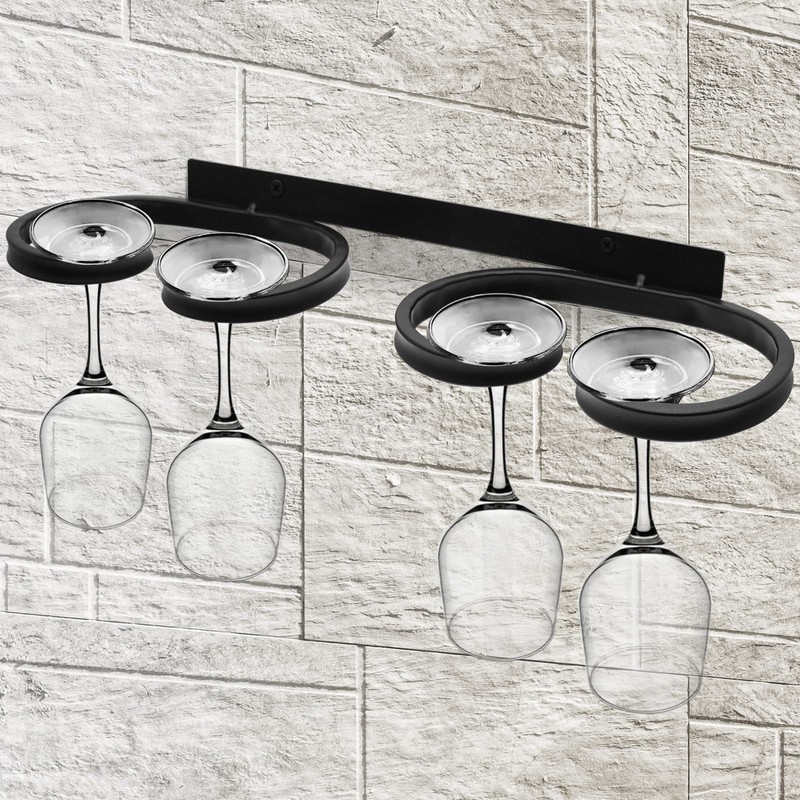 SAMGUYUE 2 Pcs Wall Mounted Wine Glass Rack Stemware, Metal