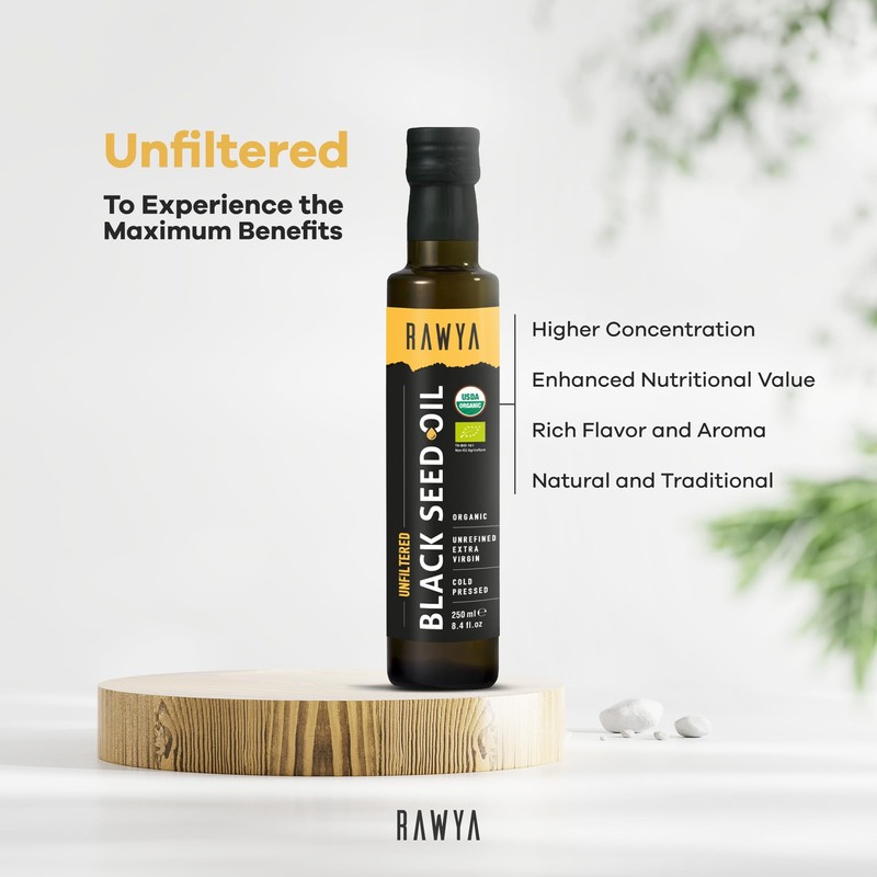 RAWYA Black Seed Oil - Organic Cold Pressed Nigella Sativa