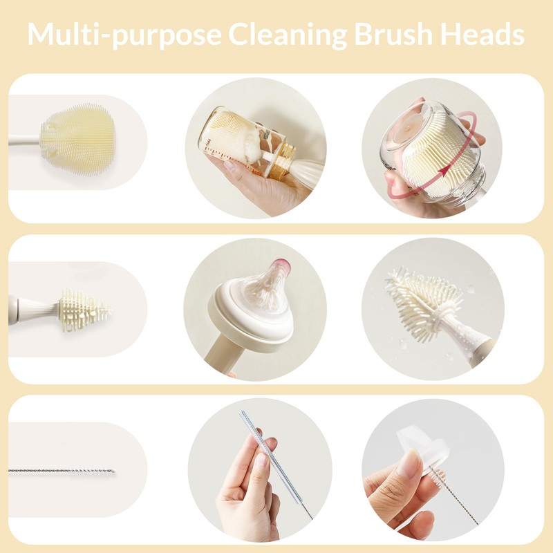 biqin Baby Bottle Brush Kit with Push-Press Bubble and Drying