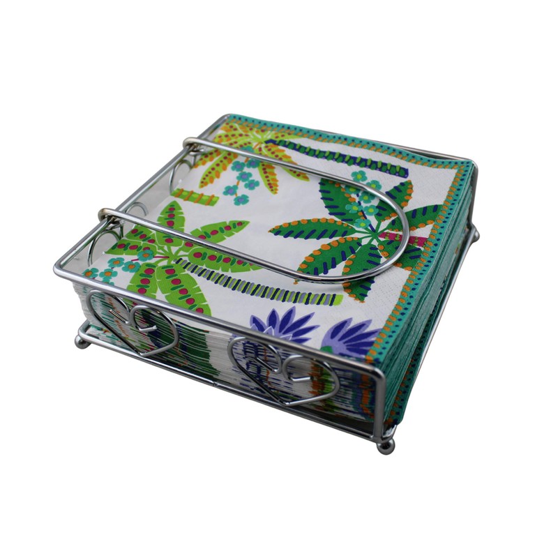 Dependable Industries Chrome Napkin Holder With Arm Classic Heart Design,