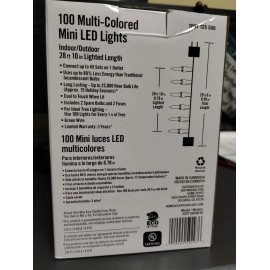 Home Accents Holiday 2-Box 100 Multi-Color LED Mini Lights 28 Ft 10.5" Length Home Accents Holiday