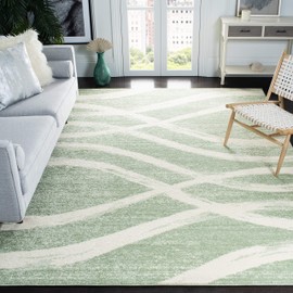 Safavieh Adirondack Collection ADR125X Modern Wave Distressed Area Rug, 9' x 12', Sage / Cream