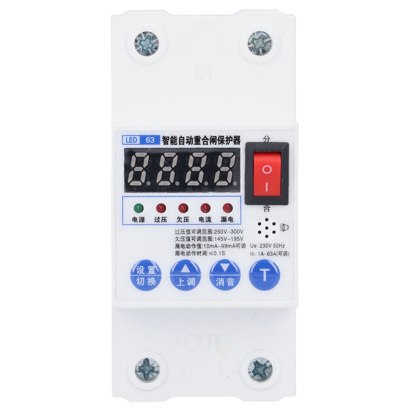 Leakage Circuit Breaker Intelligent Automatic Reclosing Protector Switch 45mm Width
