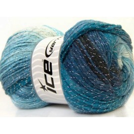 Ice 100 gram Magic Glitz 22051 Blues Black Silver Metallic Self-Striping DK Yarn