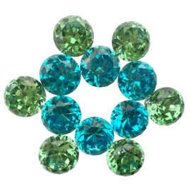 Becho 12 Pieces 3cm Crystal Drawer Cupboard Knobs Crystal Glass Diamond Shape Flat Round Crystal Glass with Screws (Crystal Green+Crystal Blue)