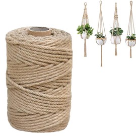 Natural Sisal Rope, 100m*6mm Heavy Duty Coarse Twine for Cat Scratching Post Tree, Garden, Bookbinding, Craft Packaging Materials