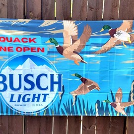 Go Fishhhh And Quack One Open Busch Light Fishing Flag Banner Garage Man Cave Bar Pub Decor 3x5 Feet - Type: Duck